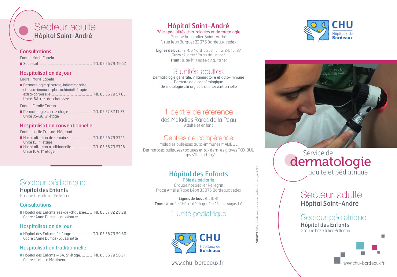 Activités du service de Dermatologie du CHU de Bordeaux – DermatoBordeaux